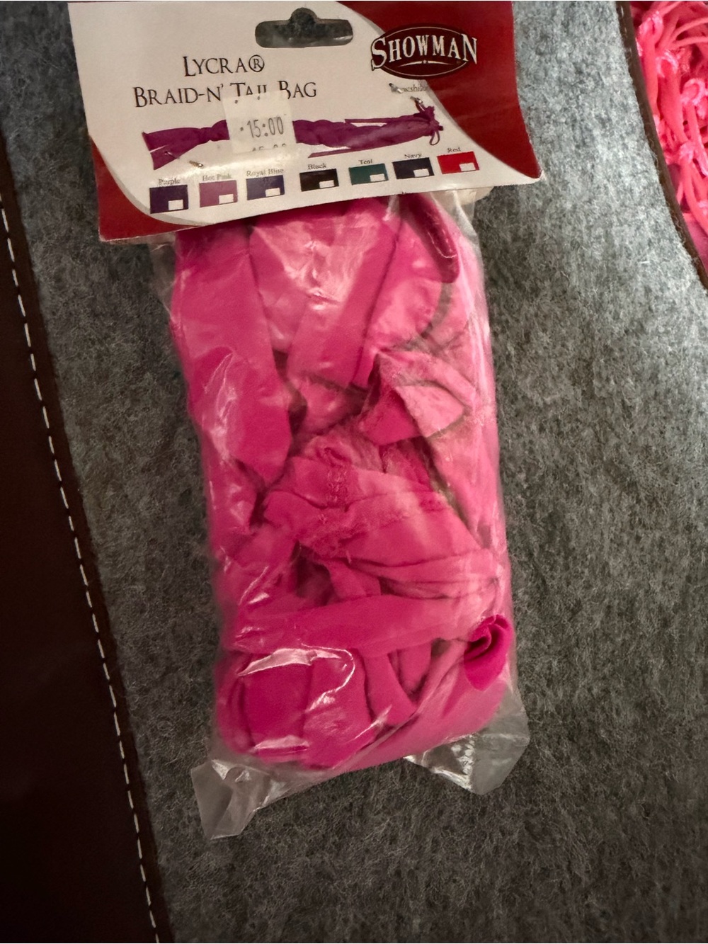 Showman Pink Lycra Braid-N-Tail Bag - Stretchy Tail Hair Accessory